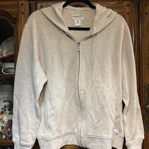 Pendleton Women's Full Zip Hoodie‎ Jacket Size XL 100% Cotton Light Tan